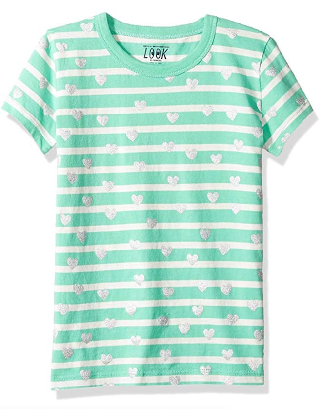LOOK by crewcuts Girls' Short Sleeve Heart Stripe T-Shirt