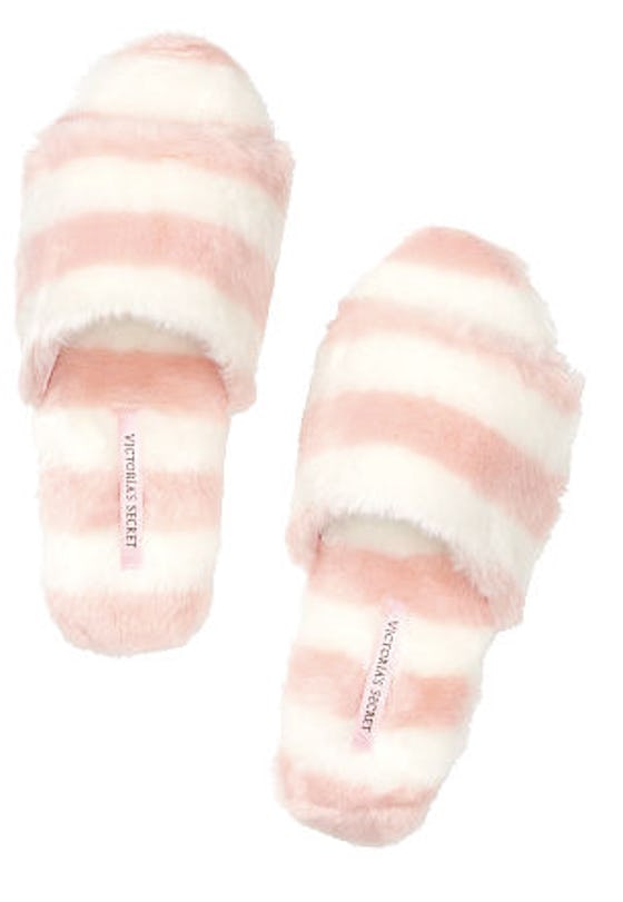 Stripe Faux Fur Slipper
