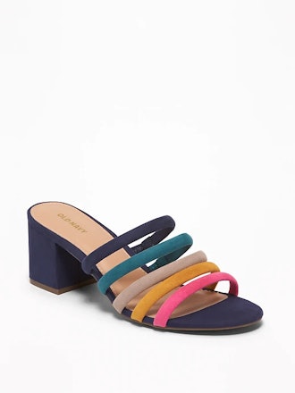 Strappy Sueded Block Heel Mules