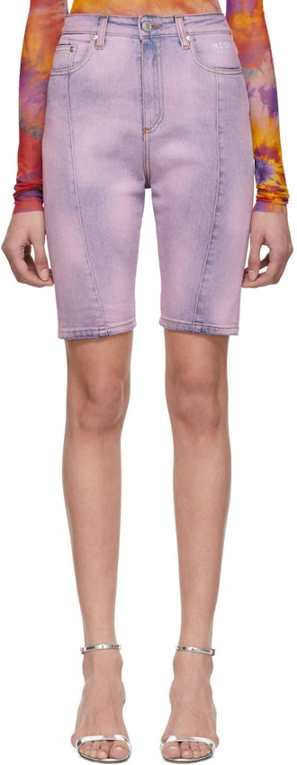 Purple Denim Bermuda Shorts