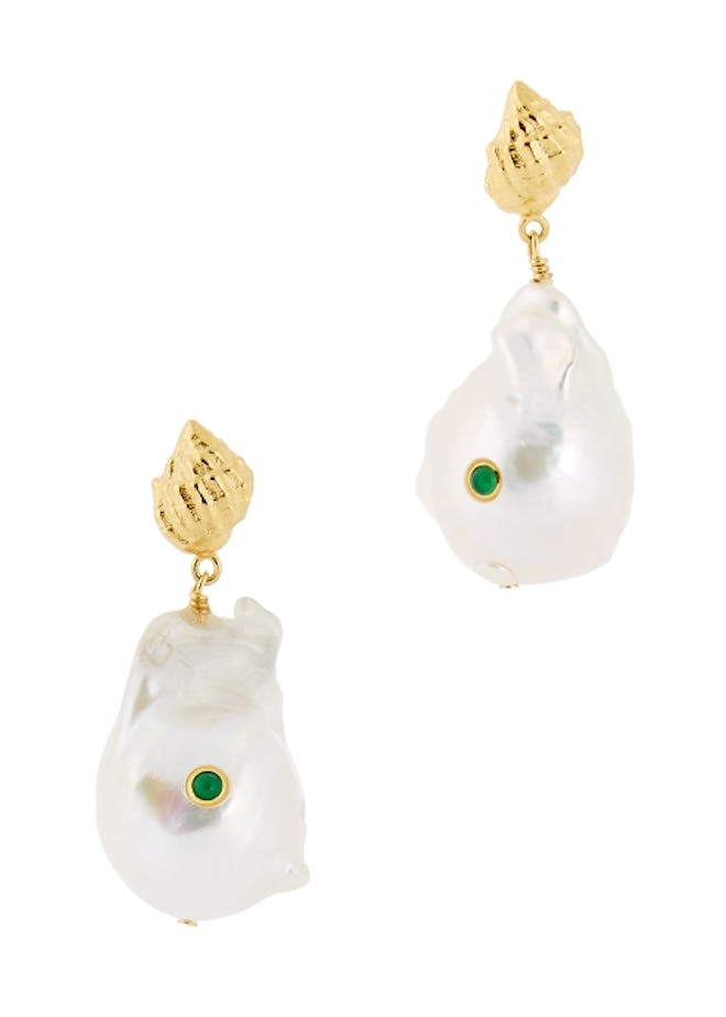 Baroque Pearl 18ct gold-plated earrings