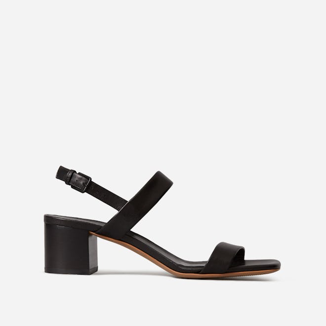 The Double-Strap Block Heel Sandal - Black 