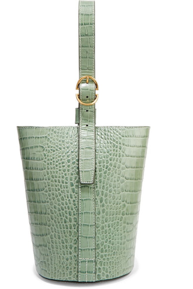 Small Croc-Effect Leather Bucket Bag