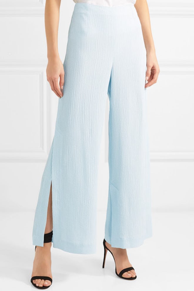 Glover Embroidered Cloqué Wide-Leg Pants