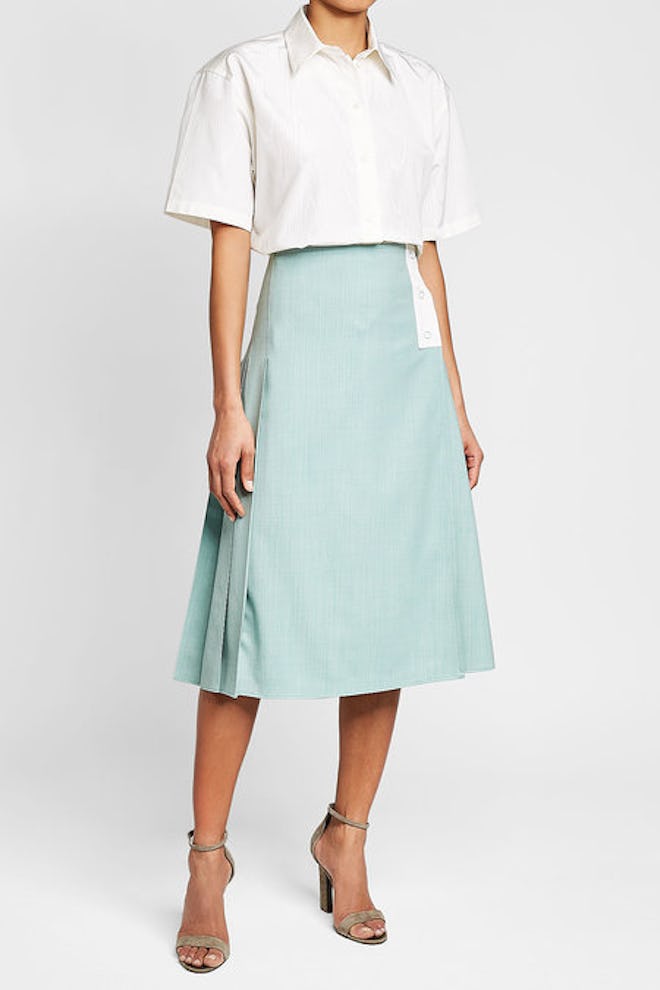 Patch Pocket Virgin Wool Midi Skirt