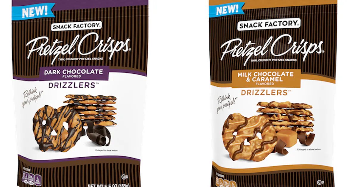 Snack Factory Pretzel Crisps' New Drizzlers Flavors Include Bites ...