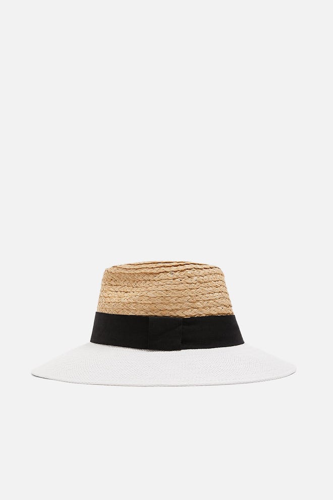 Two-Tone Raffia Hat 