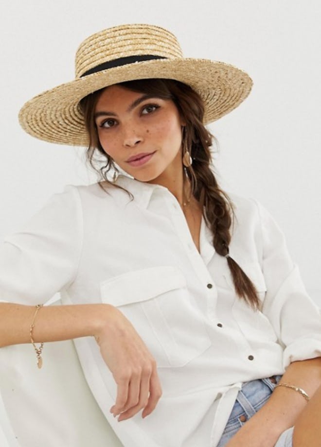 Natural Straw Boater Hat