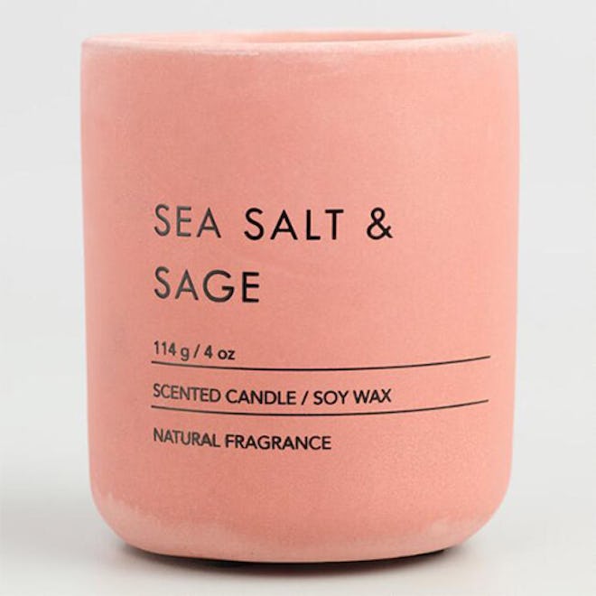 Pink Sea Salt and Sage Cement Filled Jar Candle