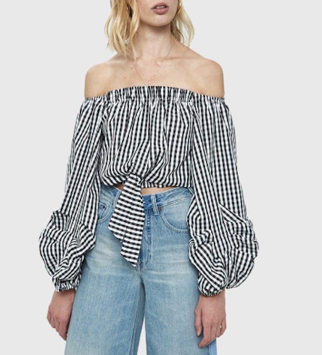 Linh Gingham Cropped Blouse