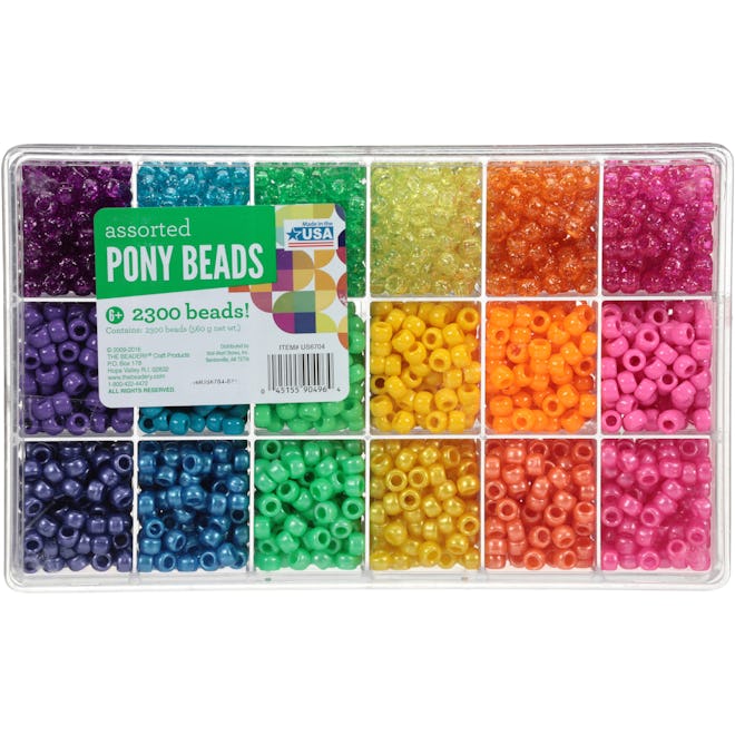 Assorted Pony Beads Box, 2300 Piece 