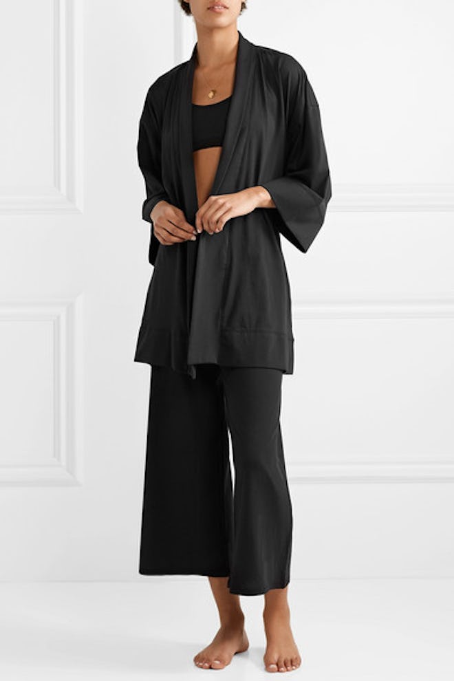 Serena Pima Cotton-Jersey Robe & Sevingy Cropped Pima Cotton-Jersey Pants