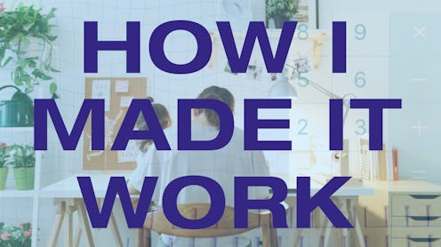 A fashion designer in Essex blurred in the background of a text reading: 'How I made it work.'