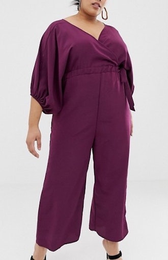 Kimono Sleeve Jumpsuit With Wrap And Culotte Leg