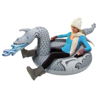 GoFloats Ice Dragon Winter Snow Tube - Inflatable Sled