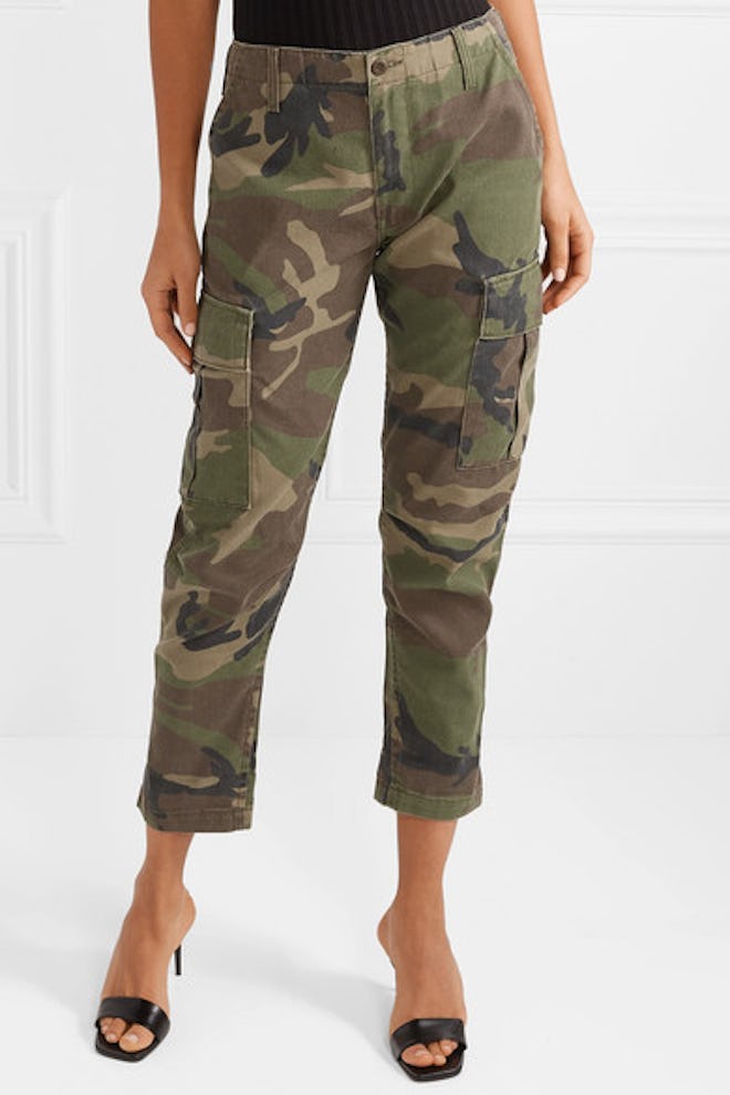 Camouflage-Print Canvas Tapered Pants
