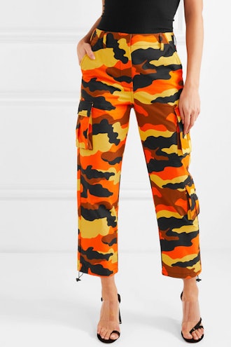 Camouflage-Print Cotton Straight-Leg Pants