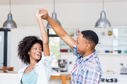 On the hunt for Instagram photo ideas for at-home date nights? Dancing with your boo is a fun option...