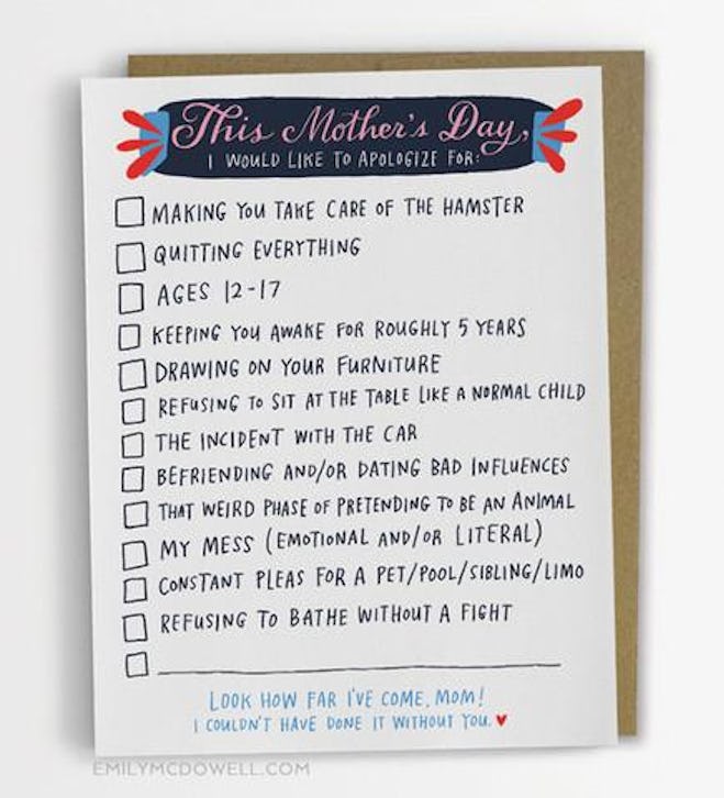 Mother's Day Apology List Greeting Card