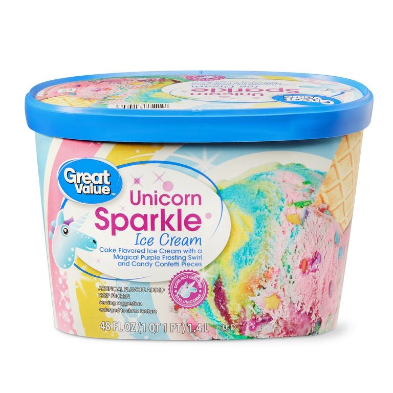 Walmart's Unicorn Sparkle Ice Cream Is CakeFlavored & Full Of Frosting