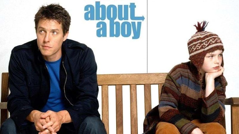 Poster of the 2002 romantic comedy About a Boy showing Hugh Grant and Nicholas Hoult