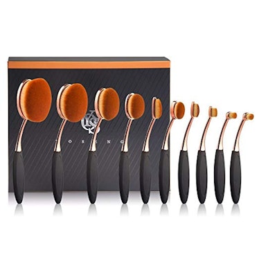 Yoseng 10-Piece Oval Makeup Brush Set