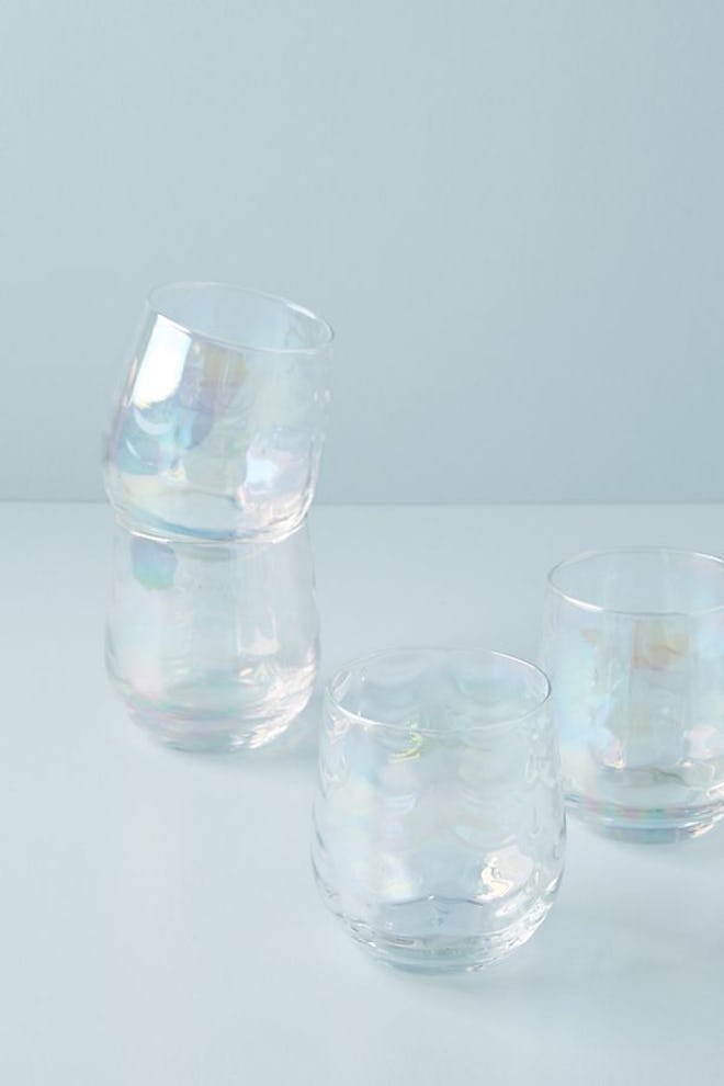 Lustered Stemless Wine Glasses, Set of 4