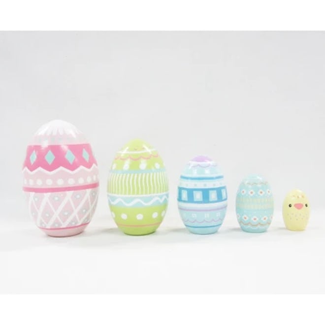 5ct Wood Nesting Easter Eggs Pastel