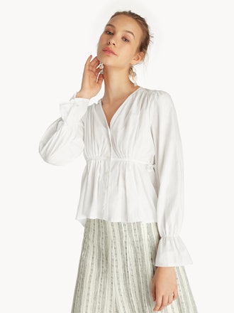 Purpose Front Pleated Blouse - White