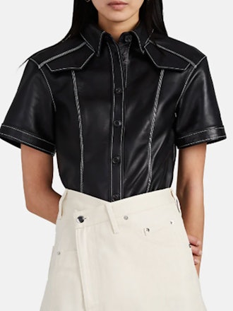 Short Sleeve Leather Top