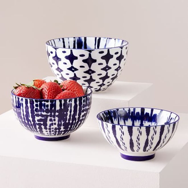 Indigo Tie-Dye Nesting Bowls, Set Of 3