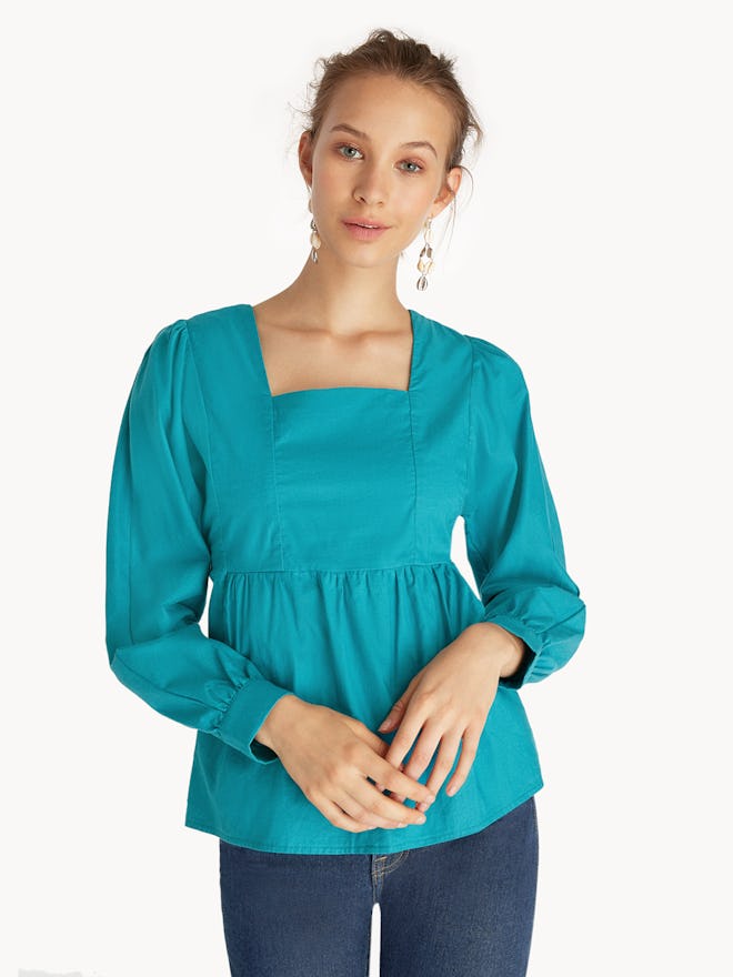 Purpose Tied Open Back Blouse - Teal