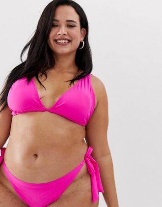 South Beach Curve Mix & Match Triangle Bikini Top In Pink