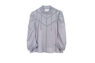 Dôen Albertine lace-trimmed pintucked ramie blouse