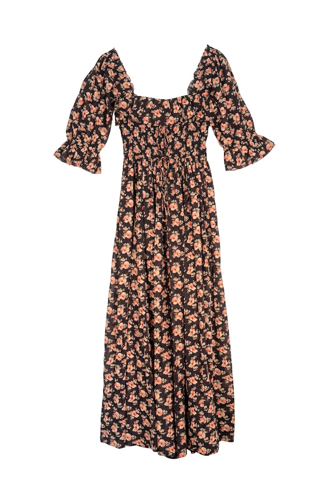 Dôen Sol shirred floral-print cotton-voile maxi dress