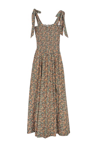 Dôen Jasmine shirred floral-print cotton-poplin maxi dress