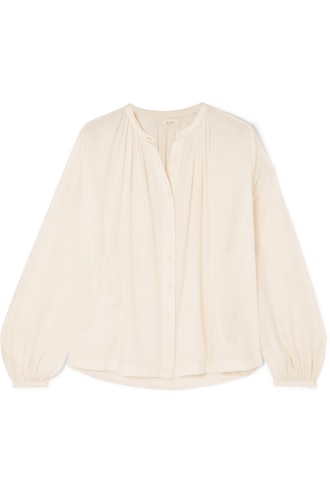 Dôen O'Keeffe gathered cotton-voile blouse
