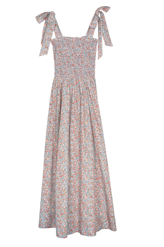Dôen Jasmine shirred floral-print cotton-poplin maxi dress