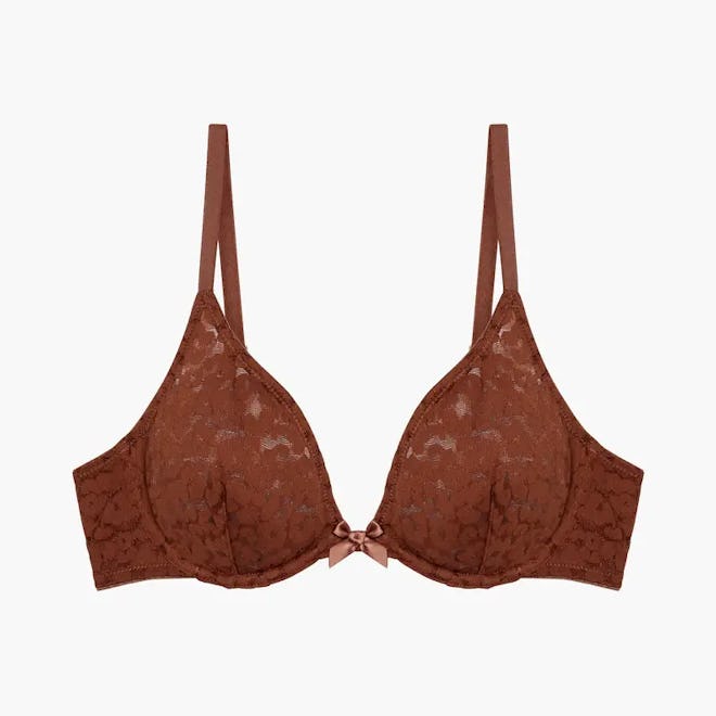 Unlined Leopard Lace Bra in Brown Sugar