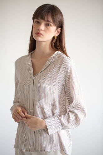 Stripe Collared Blouse