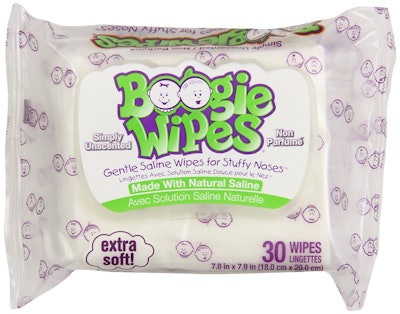 Boogie Wipes Natural Saline Kid and Baby Nose Wipes for Cold and Flu (Pack of 3)