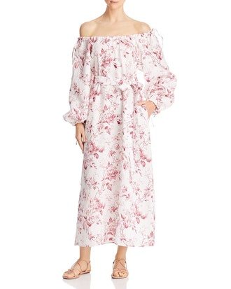French Rose Off-the-Shoulder Maxi Dress 