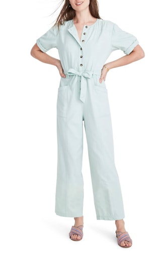 Topstitched Coverall Jumpsuit