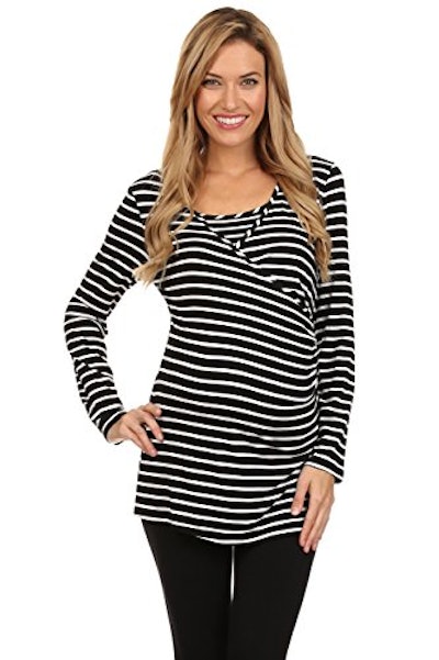 BellyMoms Striped Crossover Dual Maternity and Nursing Top (S-XL)