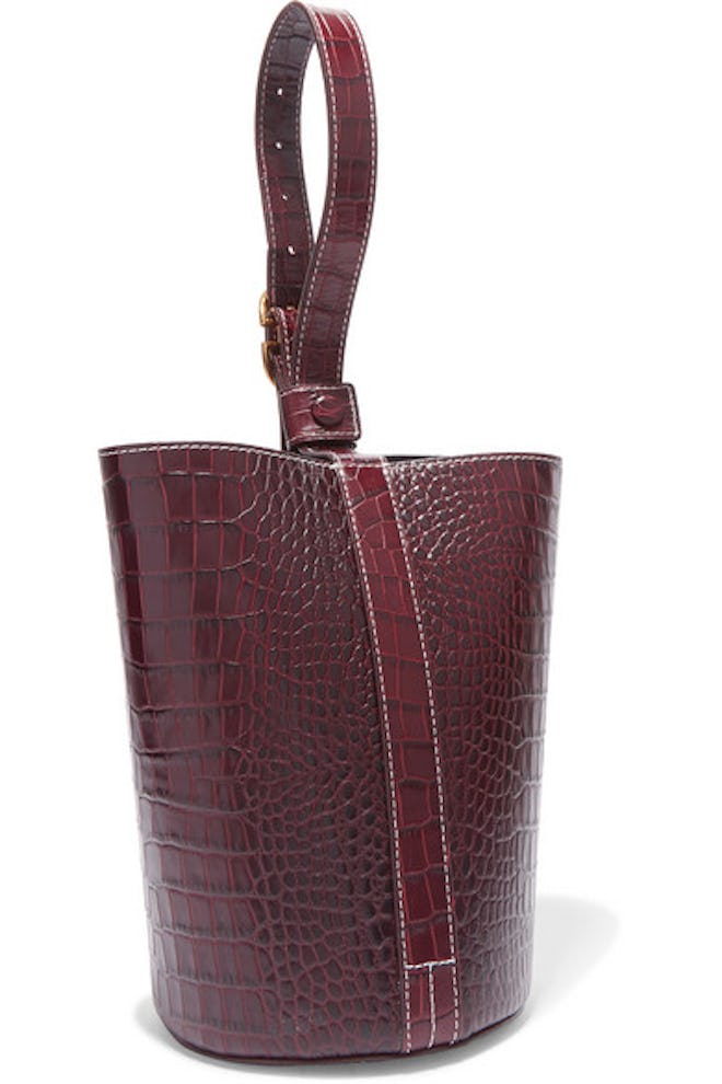 Small Croc-effect Leather Bucket Bag