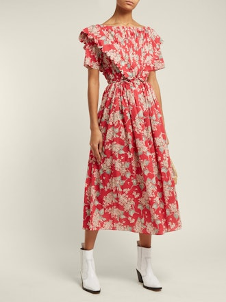 Flabella Scalloped-Trim Cotton Dress