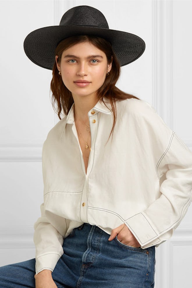 Grosgrain-Trimmed Straw Panama Hat