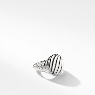 18K White Gold Sculpted Cable Pinky Ring