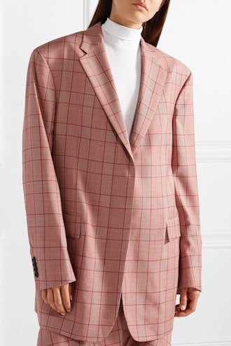 Oversized Prince of Wales Checked Wool Blazer