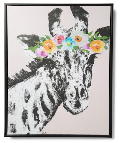 Flower Crown Giraffe Canvas Wall Art